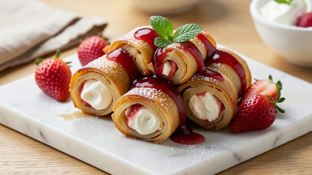 Strawberry Cheesecake Egg Roll Bites Recipe: Sweet-Tart Fusion in Every Crispy Bite