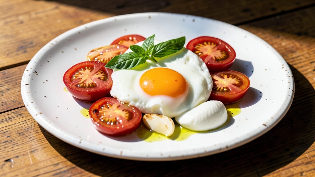 Tomato, Mozzarella, and Egg Recipe: Crispy Edges Meet Runny Yolk Magic