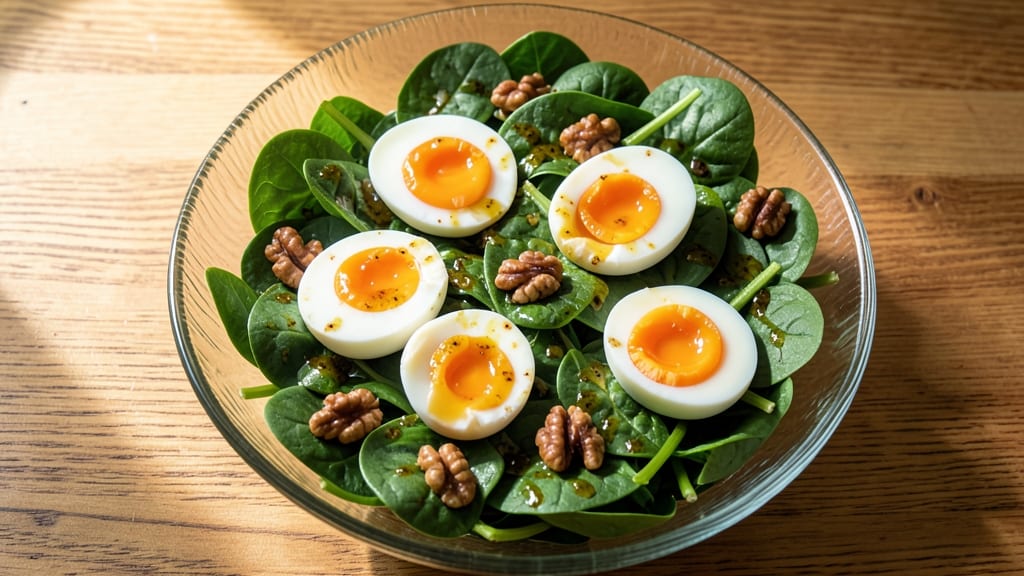 Spinach and Egg Salad Recipe: Crispy Greens With Creamy Yolk Dressing