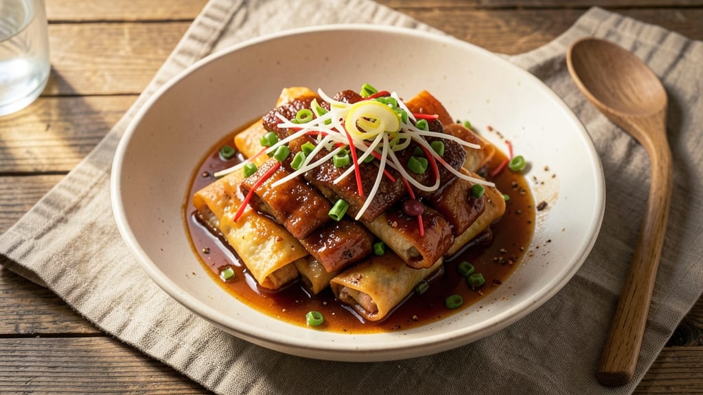 Yard House Moo Shu Egg Rolls Recipe: Crispy Tortilla Shells Stuffed With Savory Pork and Scallion Green Onions
