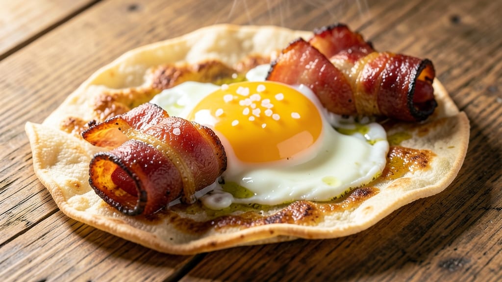 Bacon and Egg Breakfast Rolls Recipe: Crispy Tortillas With Perfectly Poached Eggs