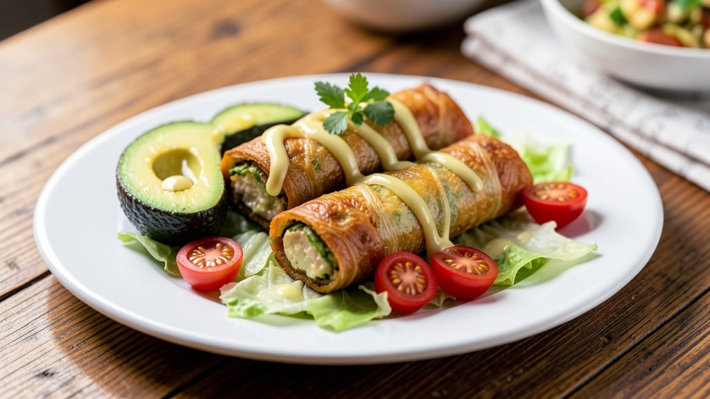 Avocado Club Egg Rolls CPK Recipe: Crispy Tortilla Cups Stuffed With Creamy Avocado and Smoky Bacon