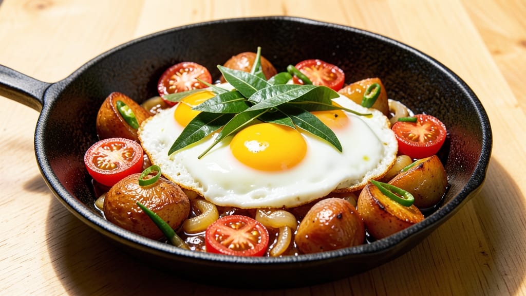 Tomato Egg Fry Recipe: Spiced Potato and Egg Breakfast Delight