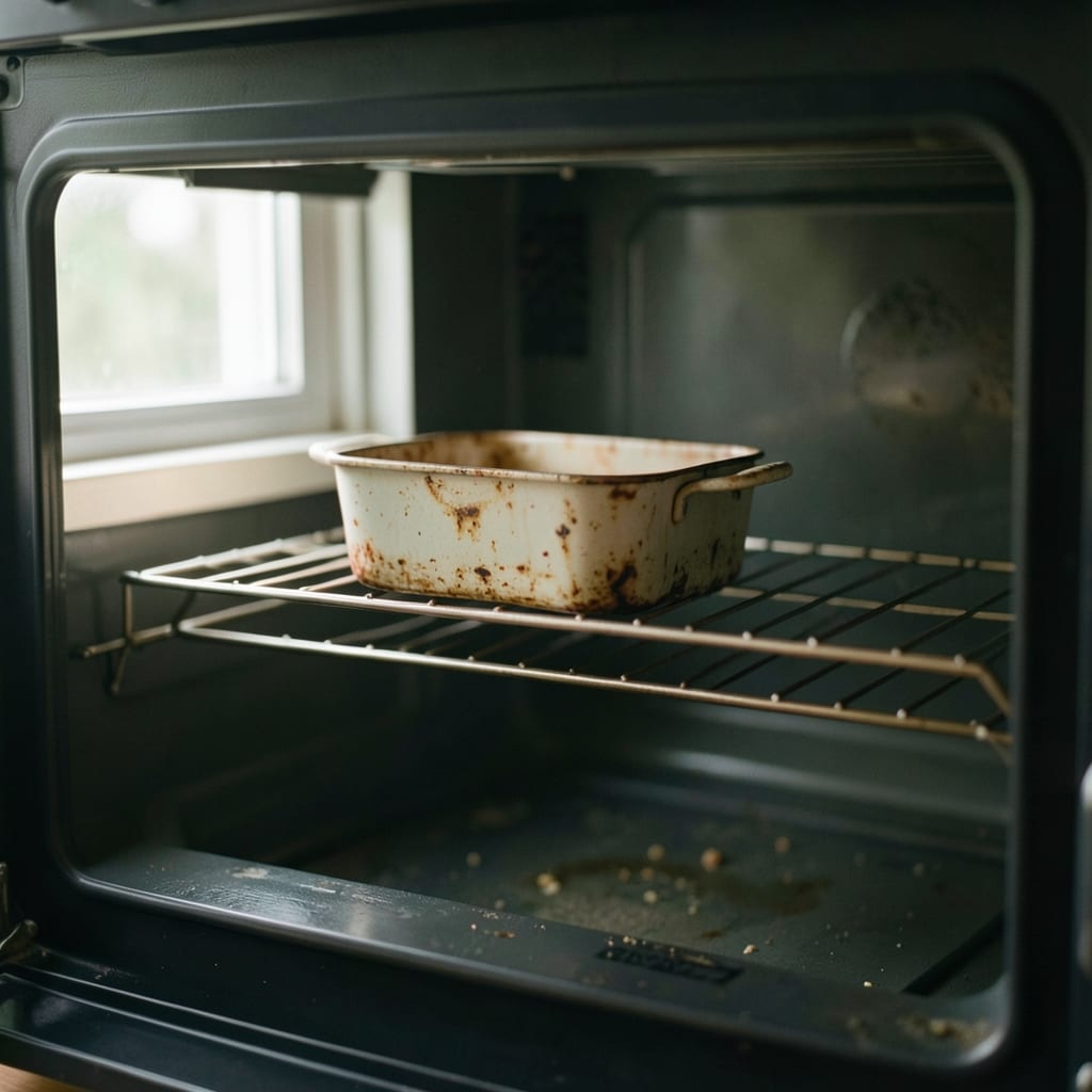An ordinary home oven with one tin in it