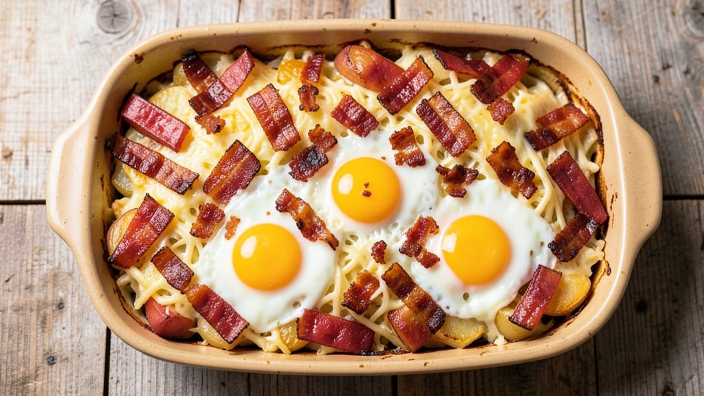 Bacon Egg Cheese Potato Casserole Recipe: Crispy Top, Creamy Layers, One-Pan Magic