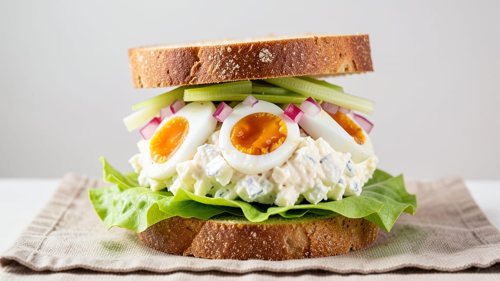 Single Egg Salad Sandwich Recipe: Crispy Lettuce Hugs Creamy Yolk Magic