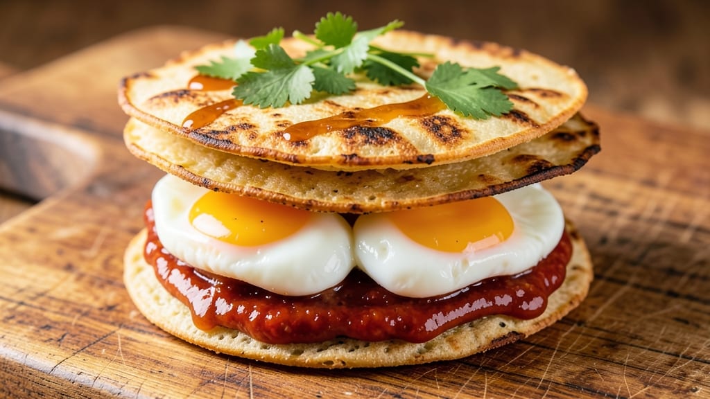 Spicy Egg Sandwich Recipe: Crispy Tortilla Hugs with Runny Yolk Heat
